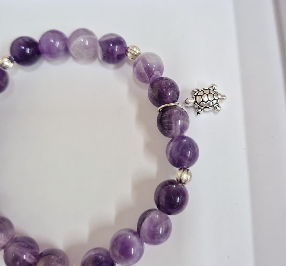 고급  쉐브론 자수정 원석 팔찌 (8mm) - 새상품  상품이미지4