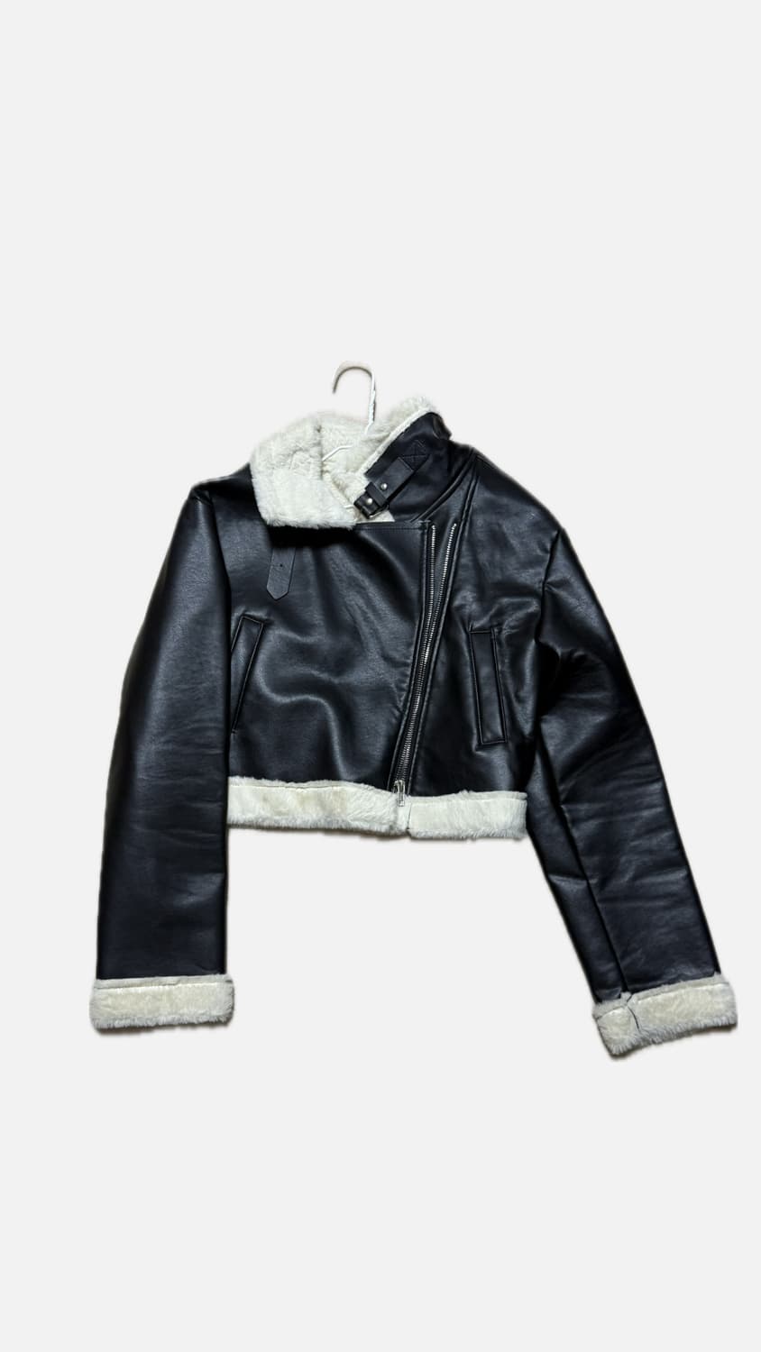 크롭 버클 레더 무스탕 상품이미지1