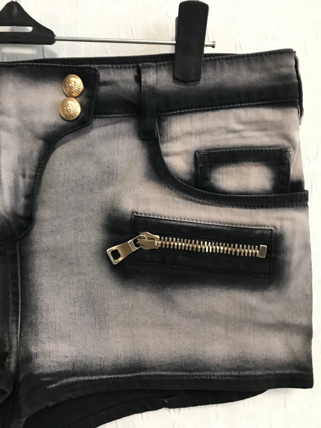 빈티지 balmain 발망 아카이브 금장 지퍼 워싱 숏 팬츠 반바지 상품이미지3