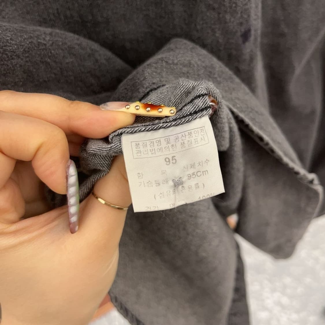 푸부 올드스쿨 레트로 스트릿 흑청 데님셔츠 90 C09556 상품이미지6