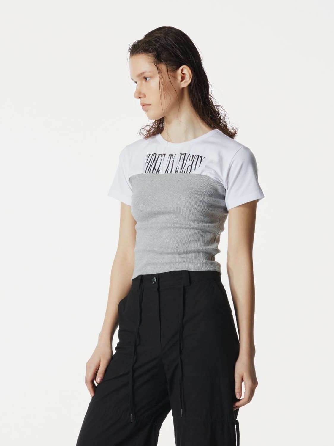 쓰리투에이티 레이어드 튜브탑 티셔츠(그레이) 상품이미지1