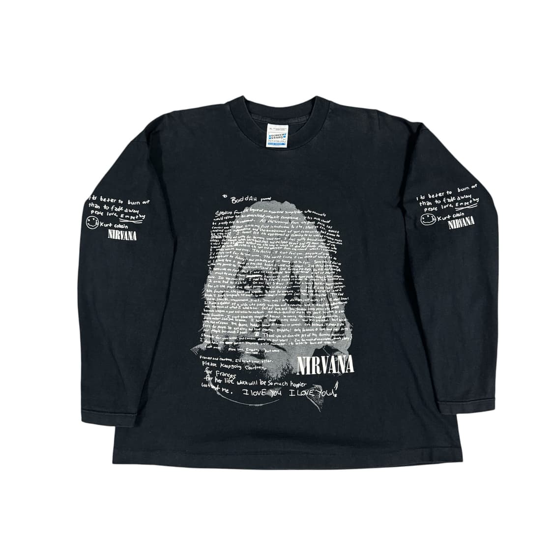 빈티지 90s Nirvana 너바나 커트코베인 유서 롱슬리브 상품이미지1