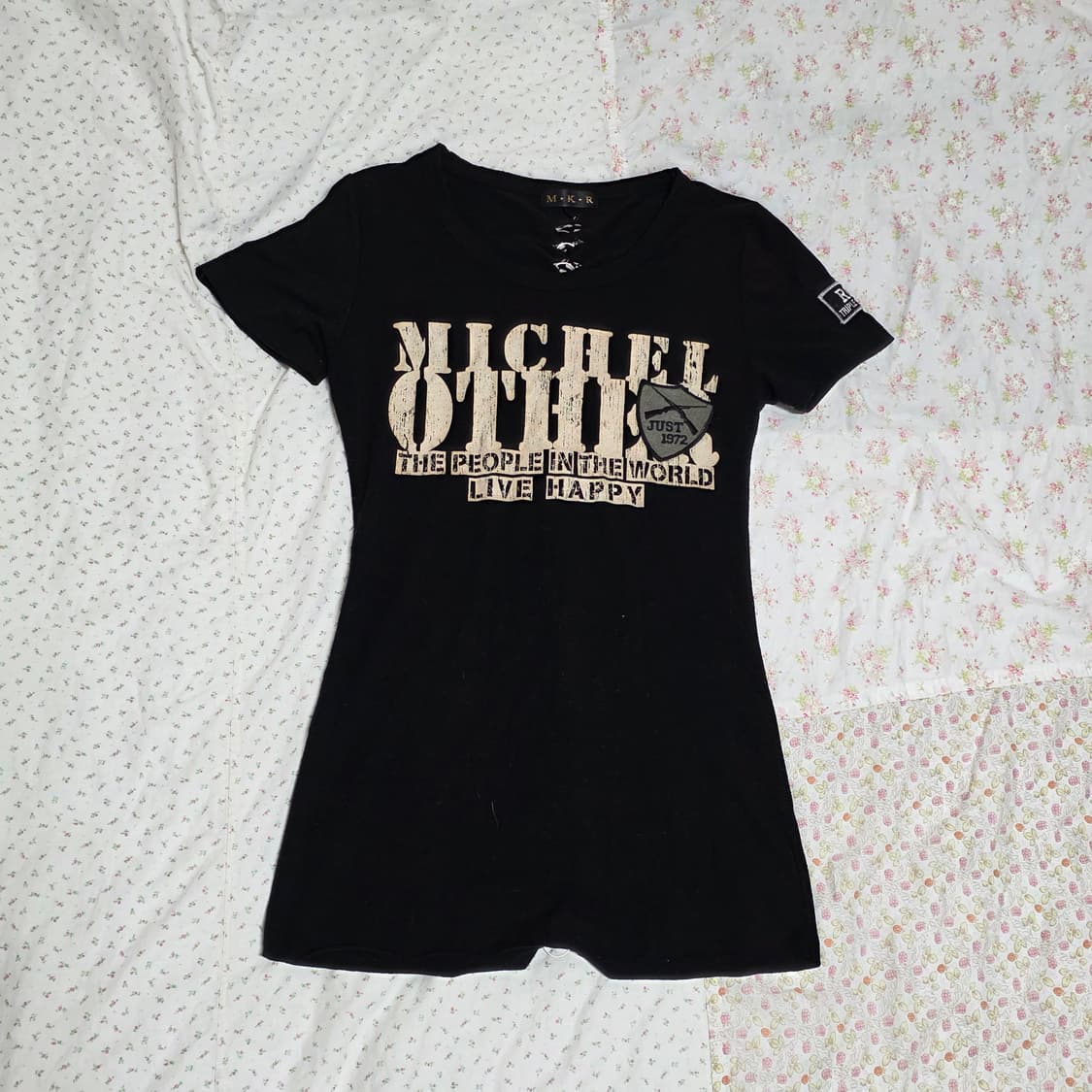 M.K.R 펑크 날개 프린팅 셔링 링 패치 펑크 딱붙 반팔 mkr 상품이미지2