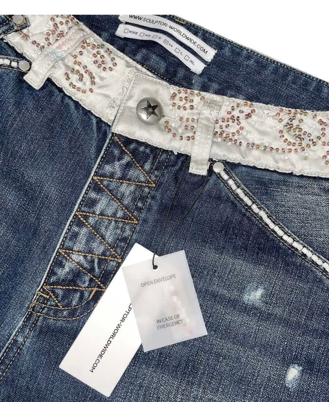 [s] 스컬프터 beaded waist denim pants indigo 상품이미지3