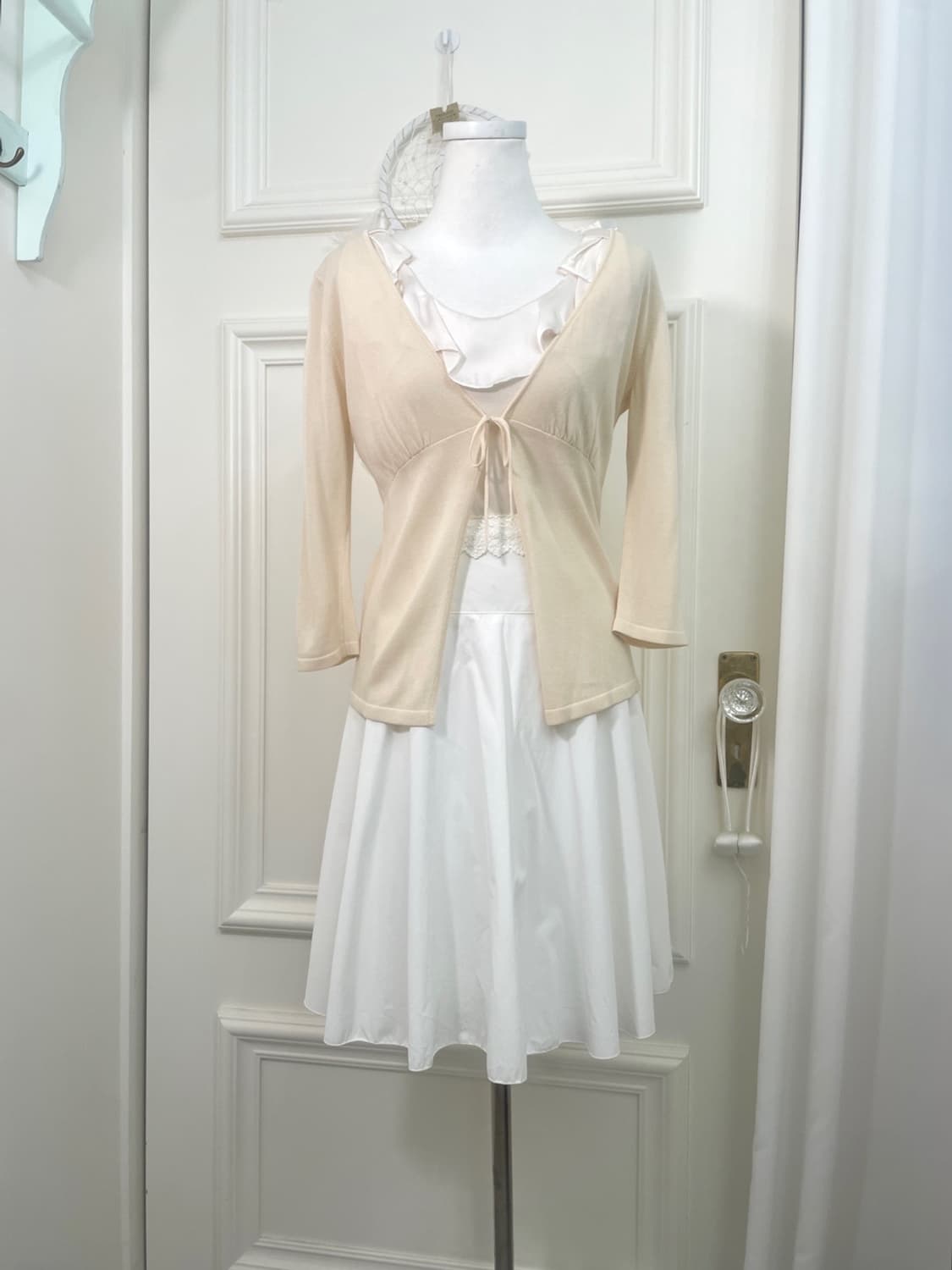 white waist lace point flare midi skirt 상품이미지6