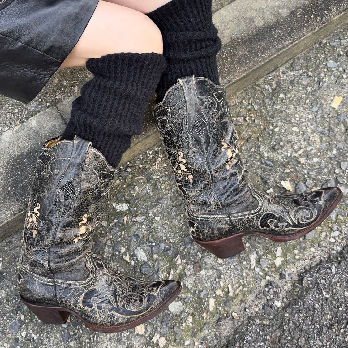 코랄 블랙 바로크 스크롤 웨스턴 부츠 상품이미지9