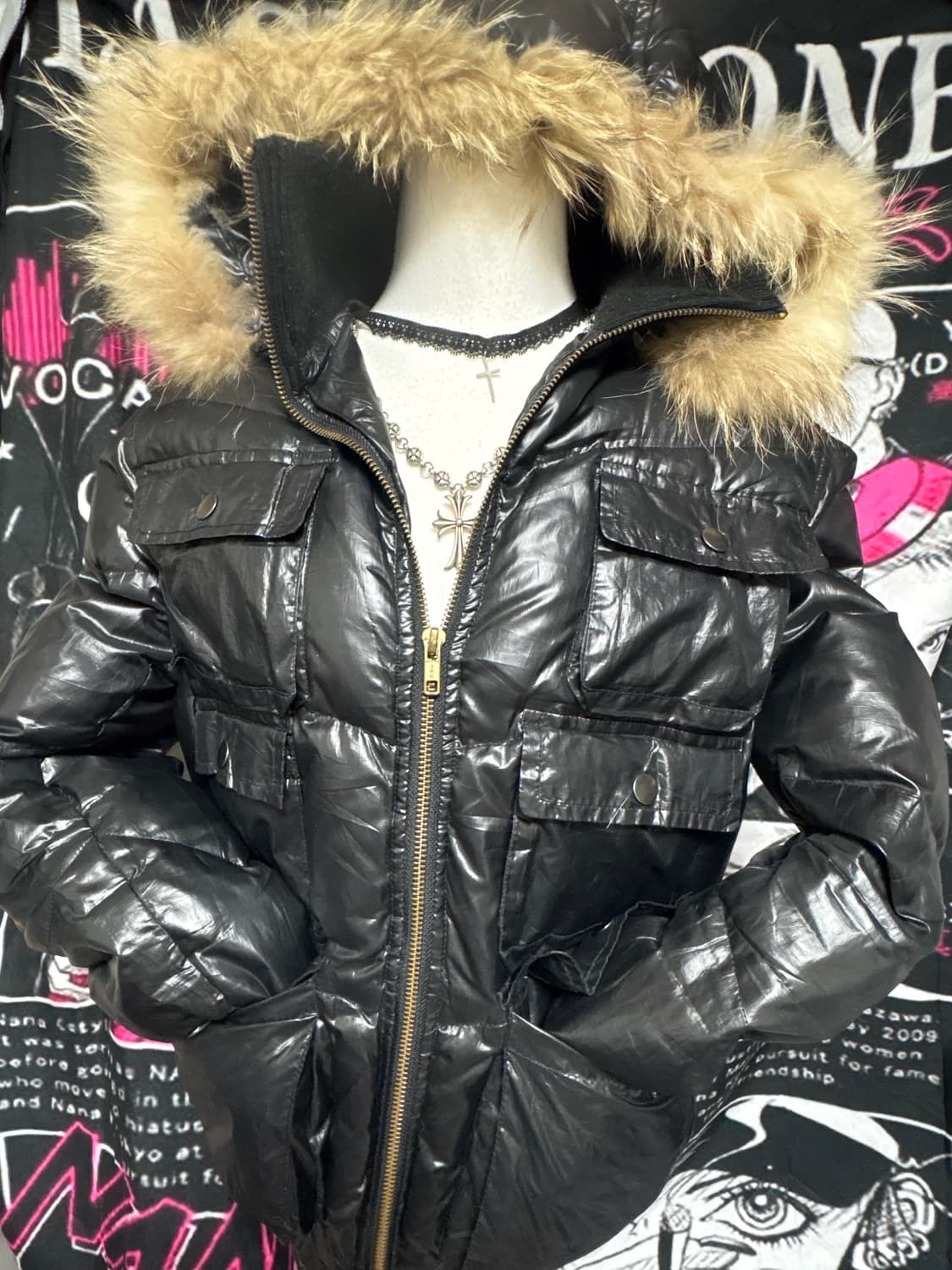 y2k 펑크 갸루 빈티지 퍼 패딩 상품이미지2