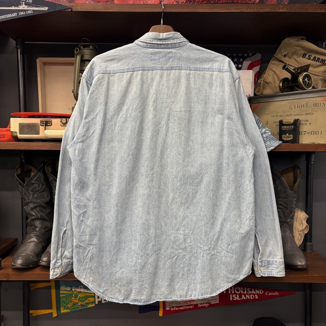 90s 할리데이비슨 클래식 워크 데님셔츠 레터링 패치포켓 N735 상품이미지2