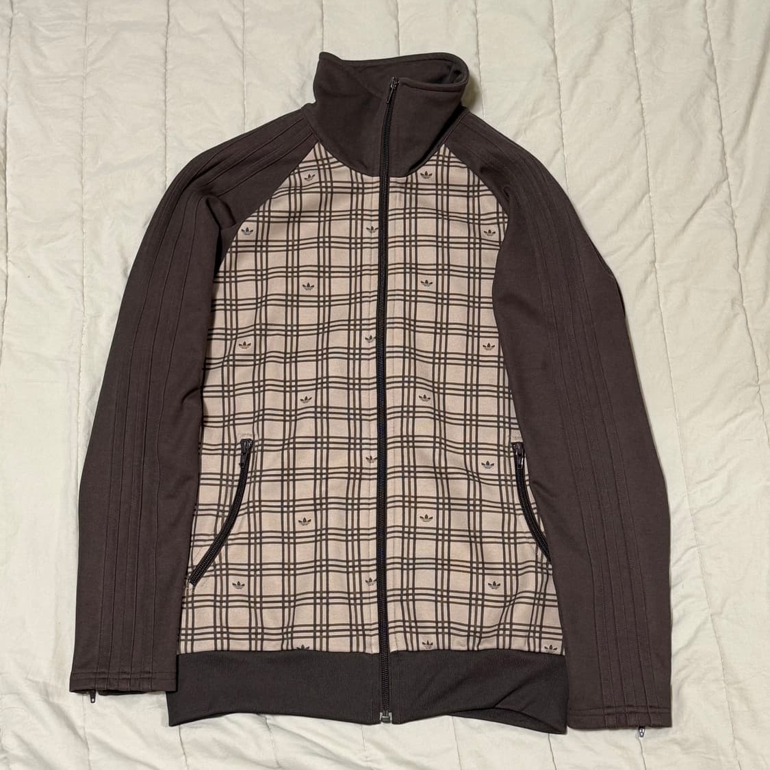 아디다스 파이어버드 모노그램 체크 브라운 져지 트랙탑 상품이미지2