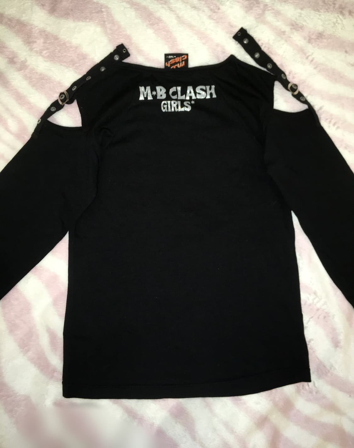 헤이세이 블랙 글리터 프린팅 팝 y2k 롱슬리브 티셔츠 오네갸루 상품이미지5