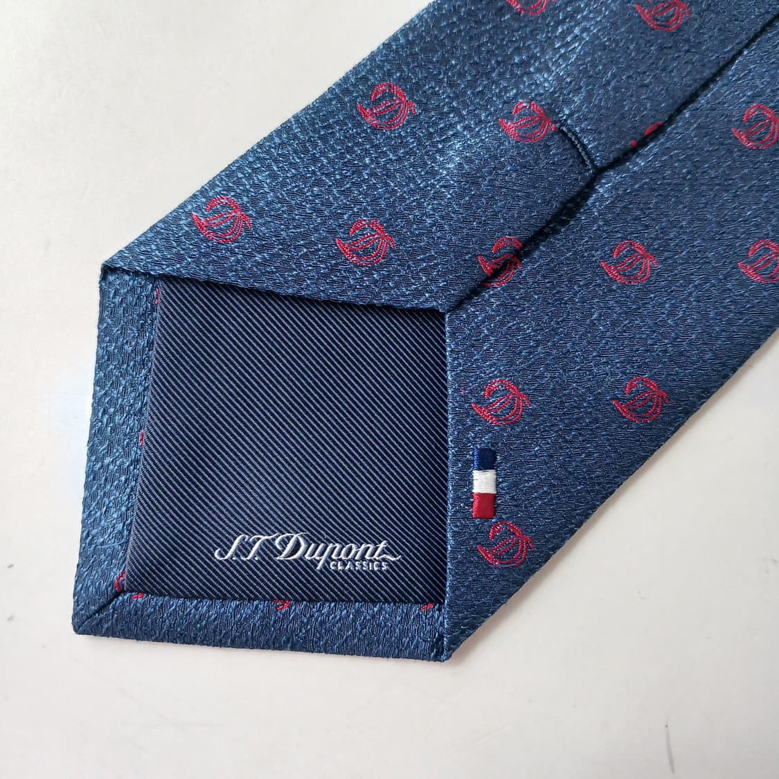 에스.티. 듀퐁 네이비 로고 패턴 넥타이 8cm S~A+등급 E952 상품이미지8