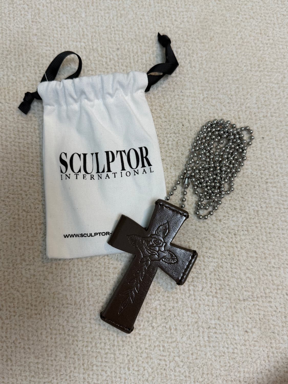 스컬프터 x 에드 하디 크로스 레더 스트랩 웰렛 브라운 상품이미지2