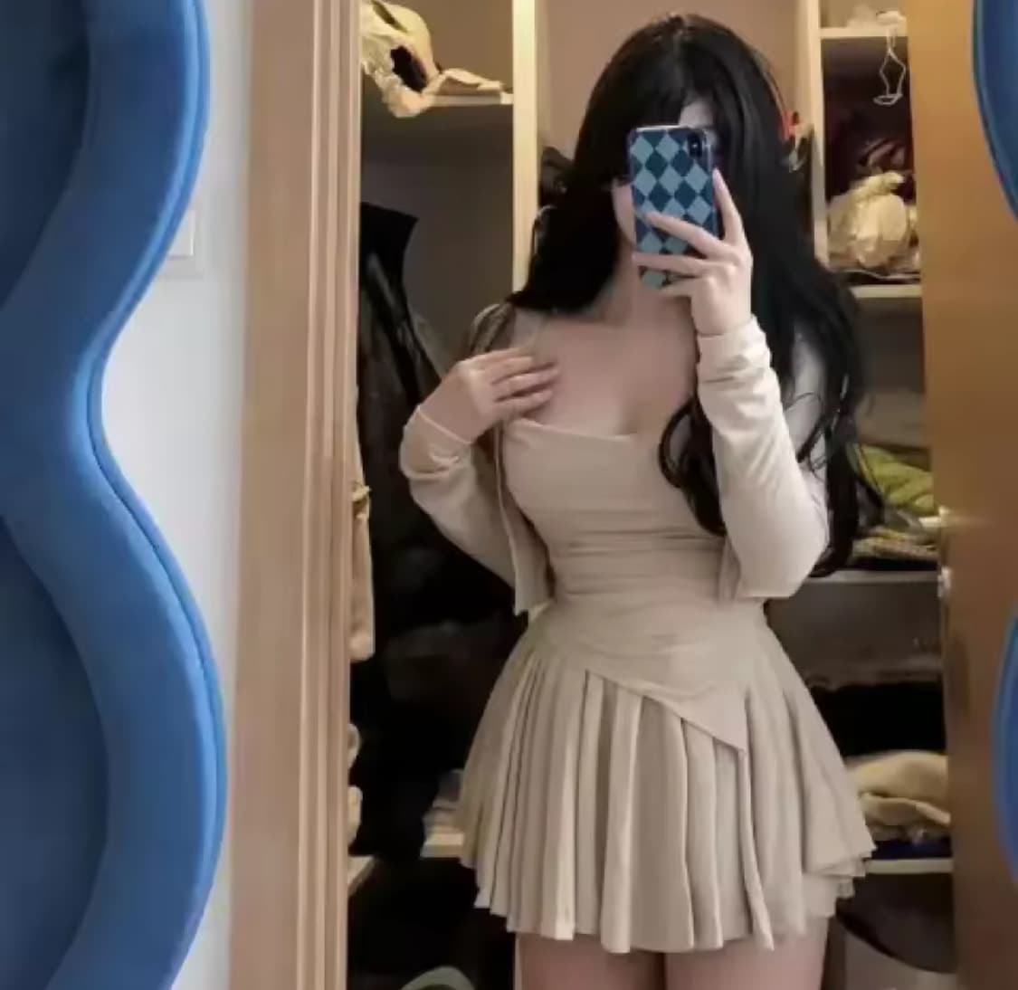 새상품 ) 드레이프 나시 가디건 스커트 세트 상품이미지1