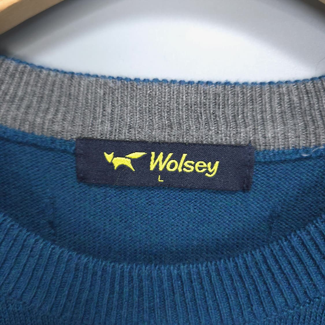 울시 WOLSEY 로고 크루넥 니트 블루 L 상품이미지6