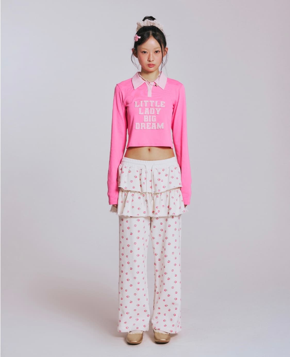 유희 YOUHEE 플라워 패턴 츄리닝 바지 상품이미지1