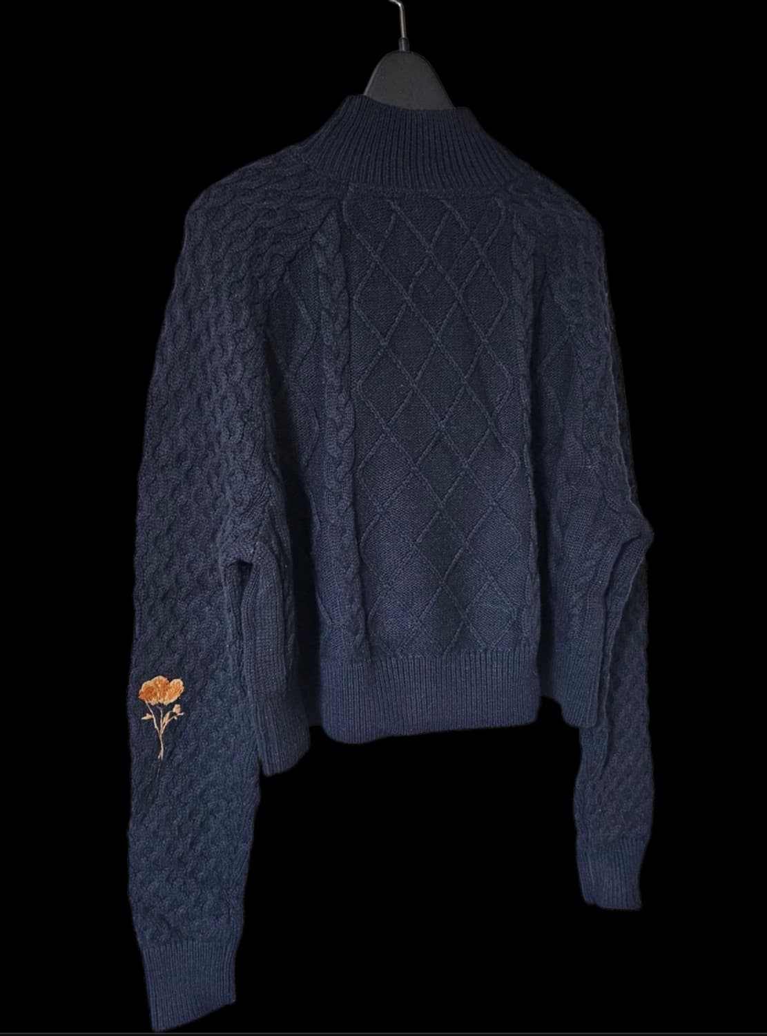 타미힐피거 네이비 플라워 자수 모크넥 크롭 여성 니트 55 상품이미지9