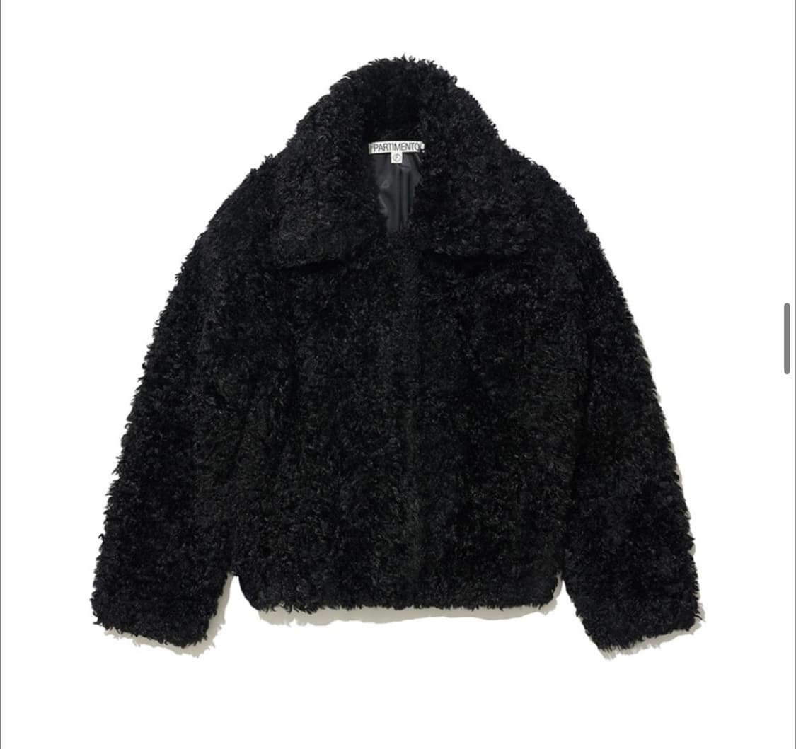 파르티멘토 우먼 와이드 카라 플러피 코트 퍼자켓 블랙 상품이미지1