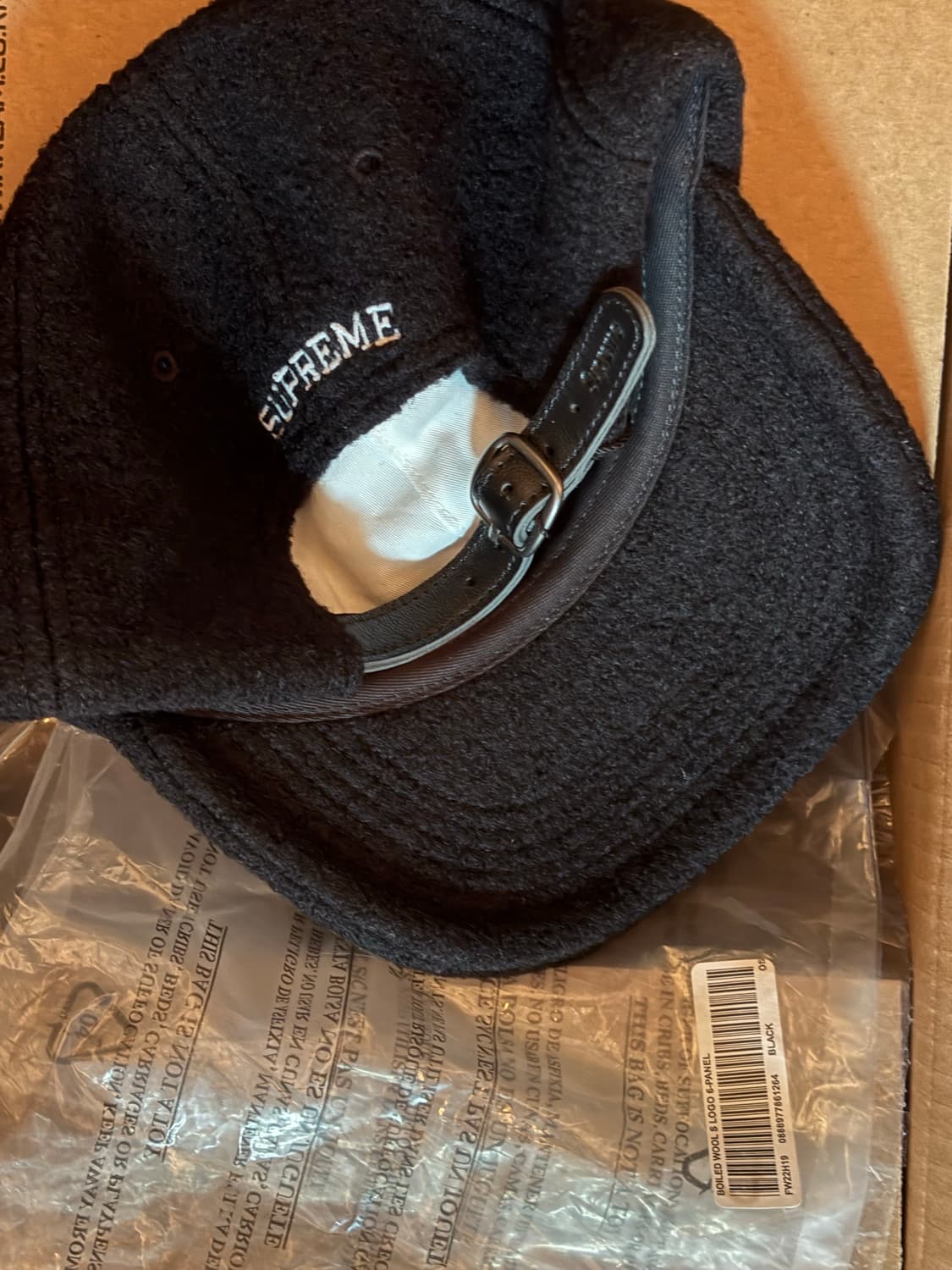 슈프림 보일드 울 S 로고 6-패널 캡 블랙 - 22FW 상품이미지3