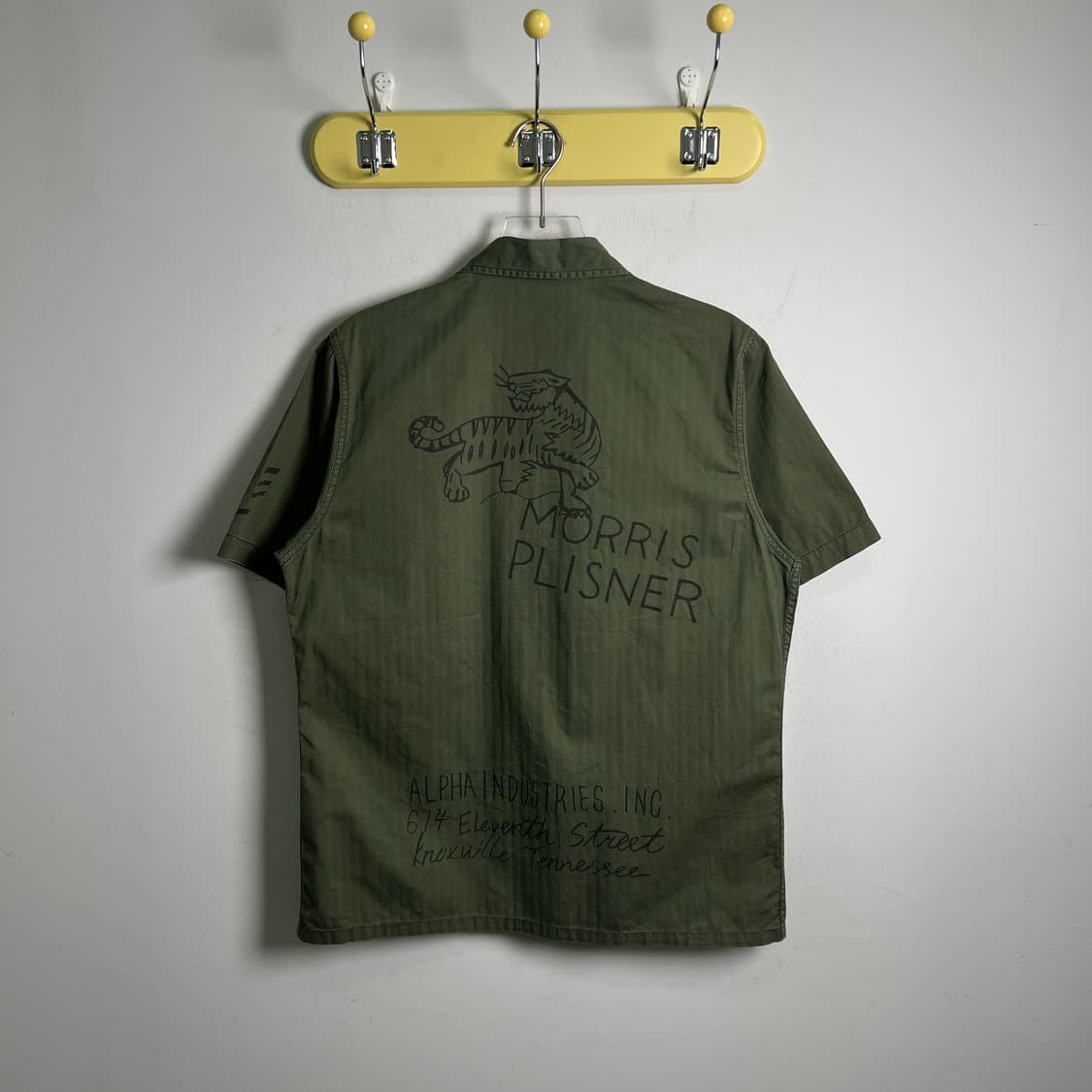알파인더스트리 핸드라이팅 그래픽 밀리터리 반팔 셔츠 M 상품이미지3