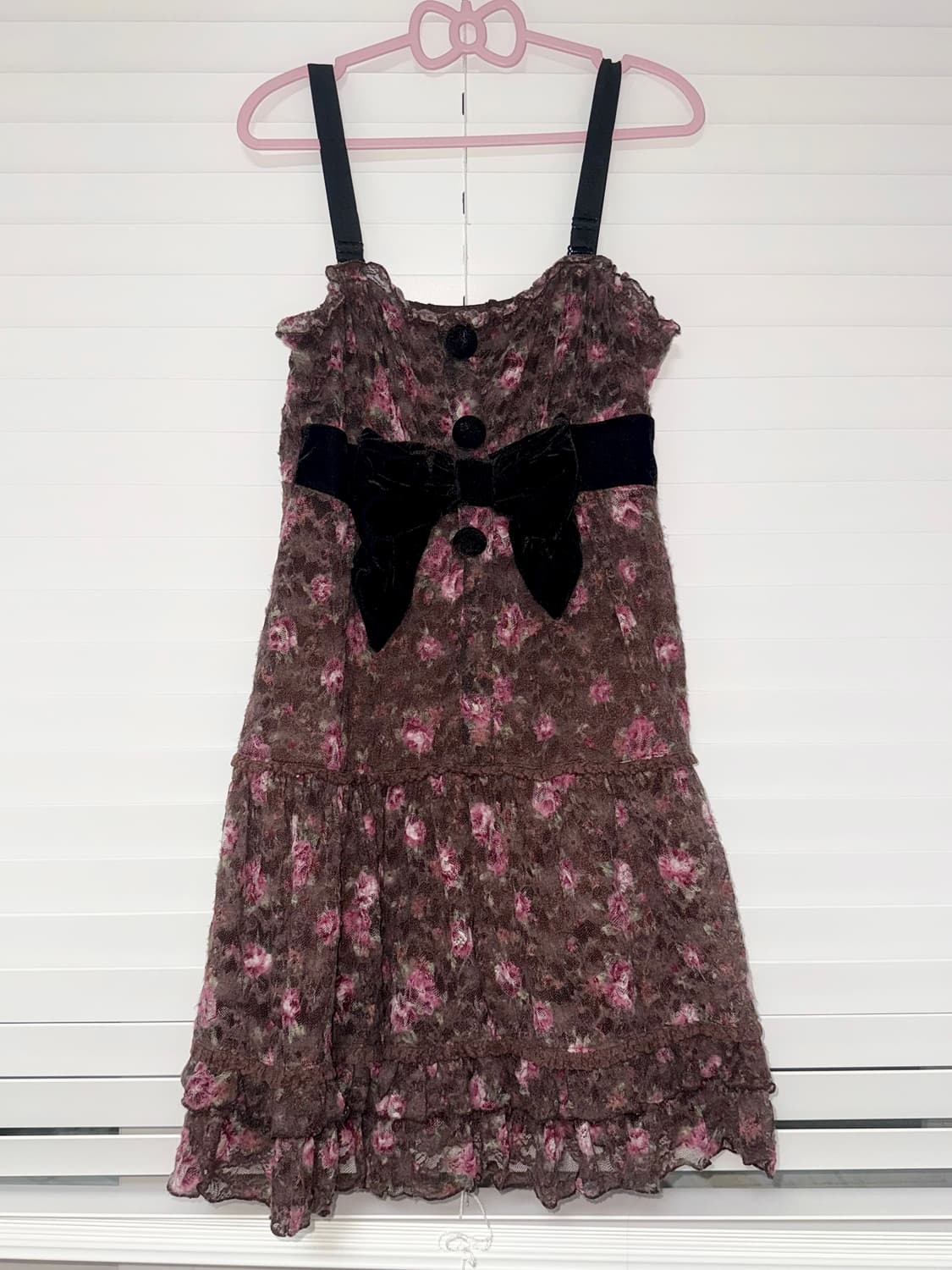 리즈리사 초코 플로럴 리본 레이스 원피스 큐롯 히메갸루 라떼갸루 플라워 상품이미지3