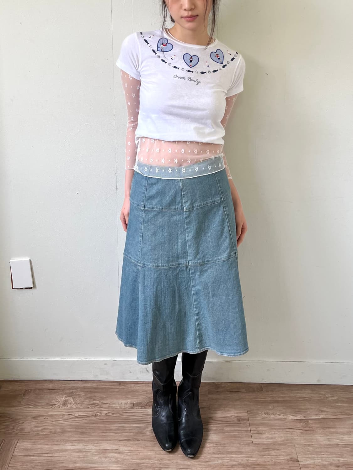 suivi 데님 미디 스커트 상품이미지3