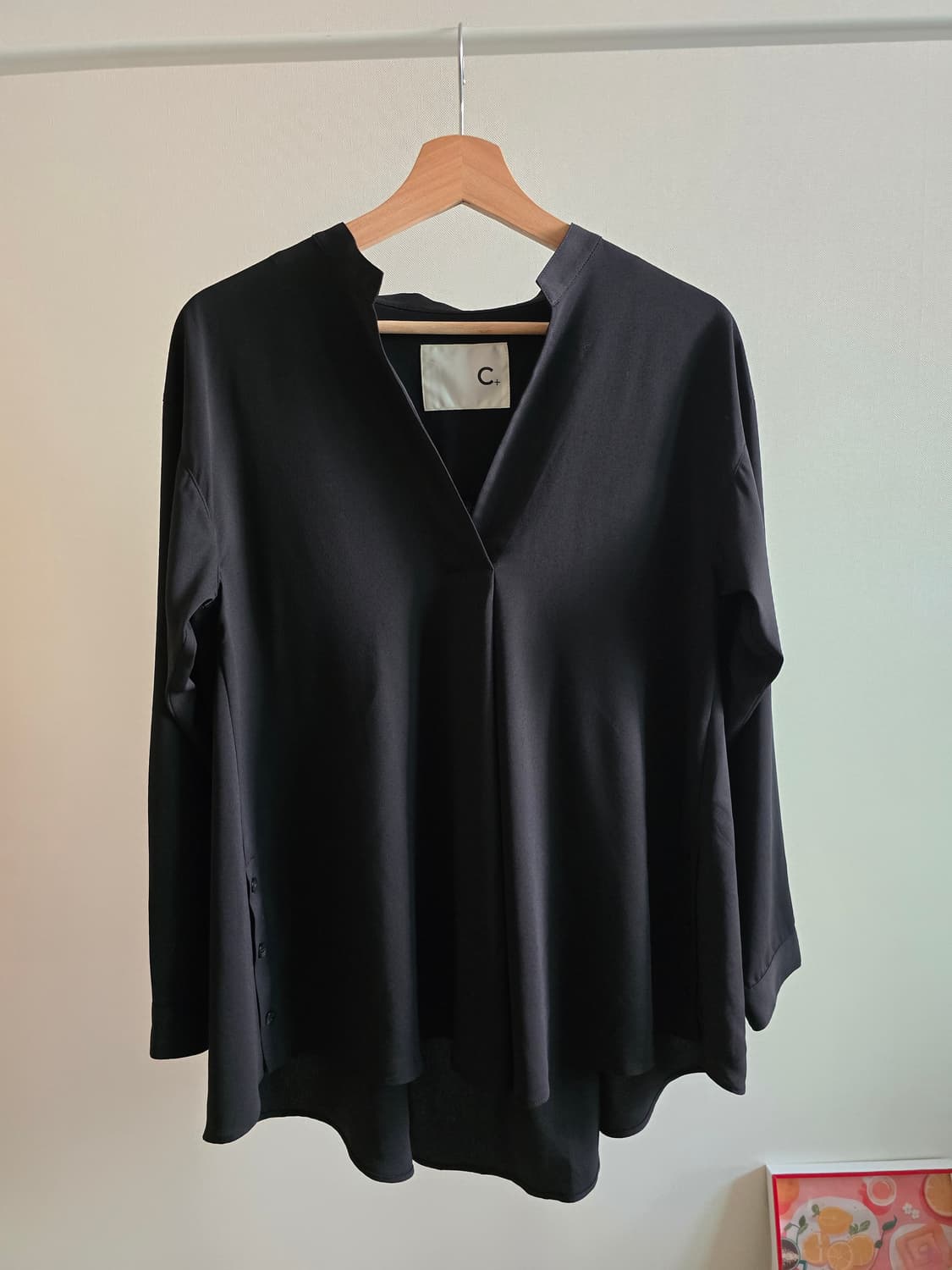 C+ Flared Black Blouse Made in Japan 상품이미지1