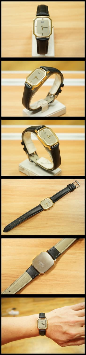 80s 세이코 6530-5210 옥타곤 프레임 금장 쿼츠 시계 상품이미지2