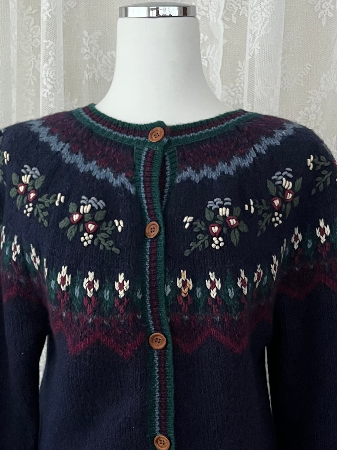 XL) NORTHERN 빈티지 자수 가디건 네이비 상품이미지3