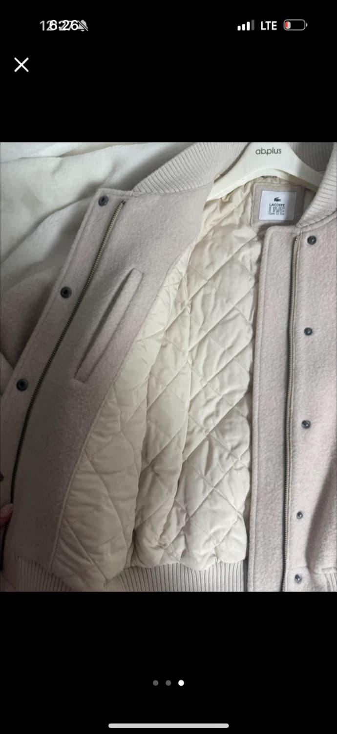 백화점구매)아이보리베이지 색감 예쁜 라코스테 바시티 자켓 (거의새거) 상품이미지3