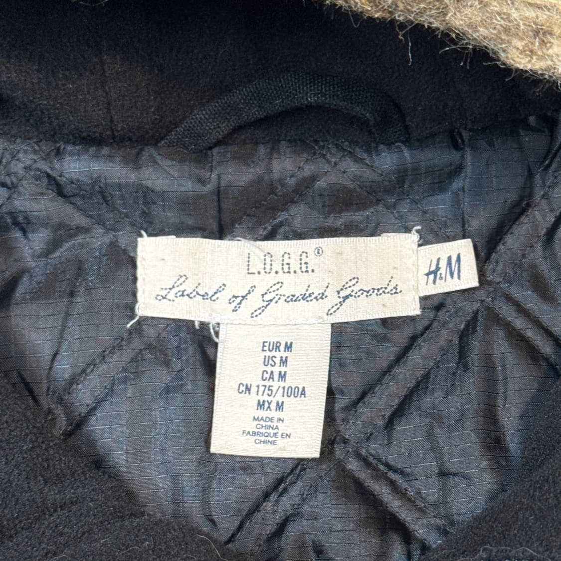 M) H&M 블랙 후드 퍼 패딩 점퍼 상품이미지6