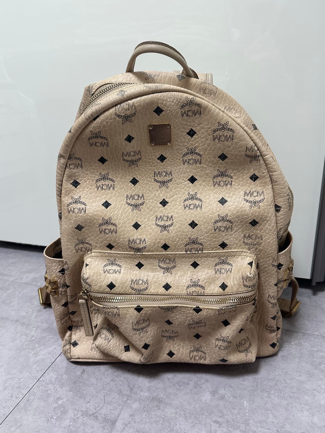 MCM 백팩 베이지 라지 상품이미지1