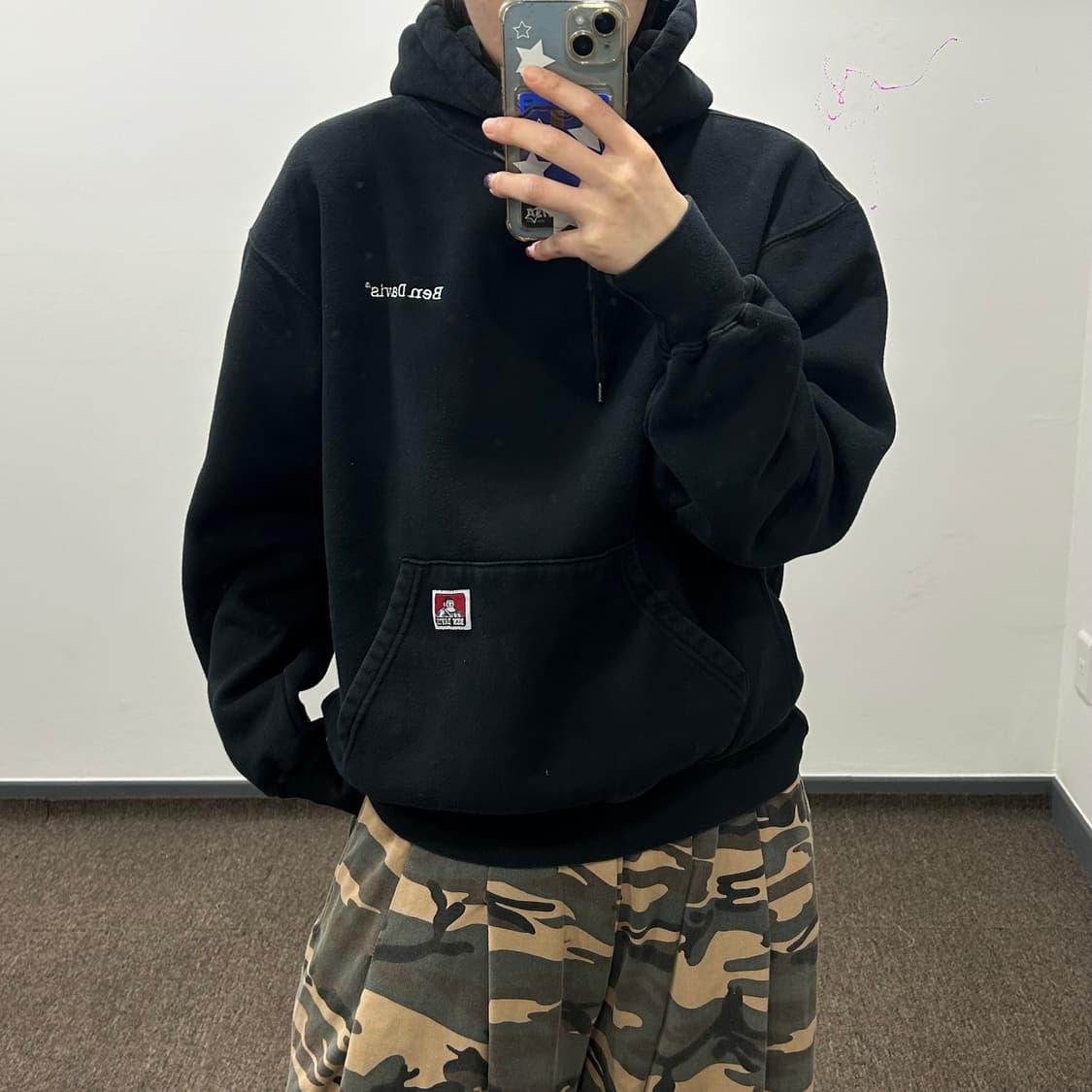 Ben Davis 벤데이비스 스몰로고 블랙 후드티 상품이미지2