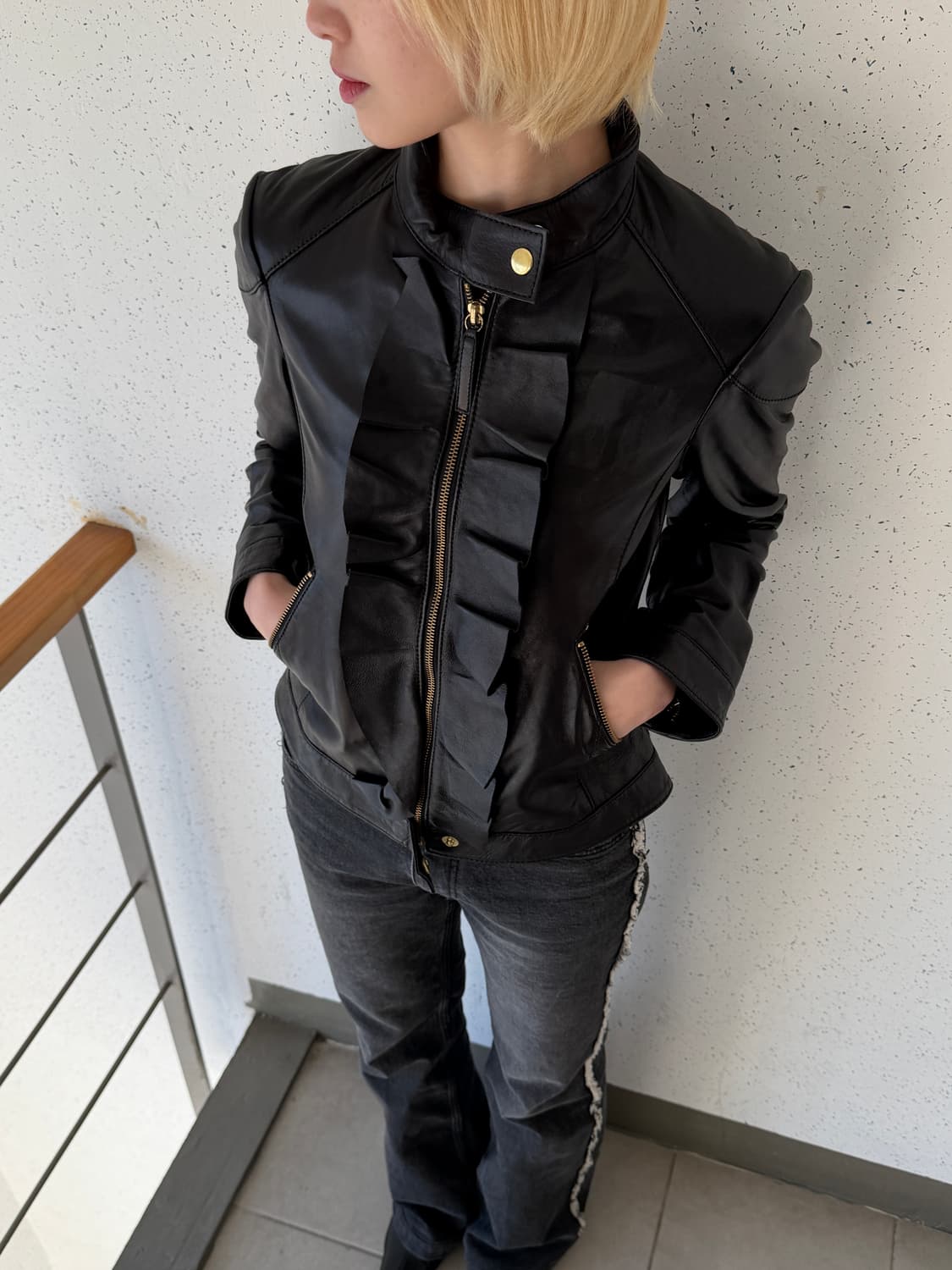 모스키노 프릴 레더 자켓 상품이미지2