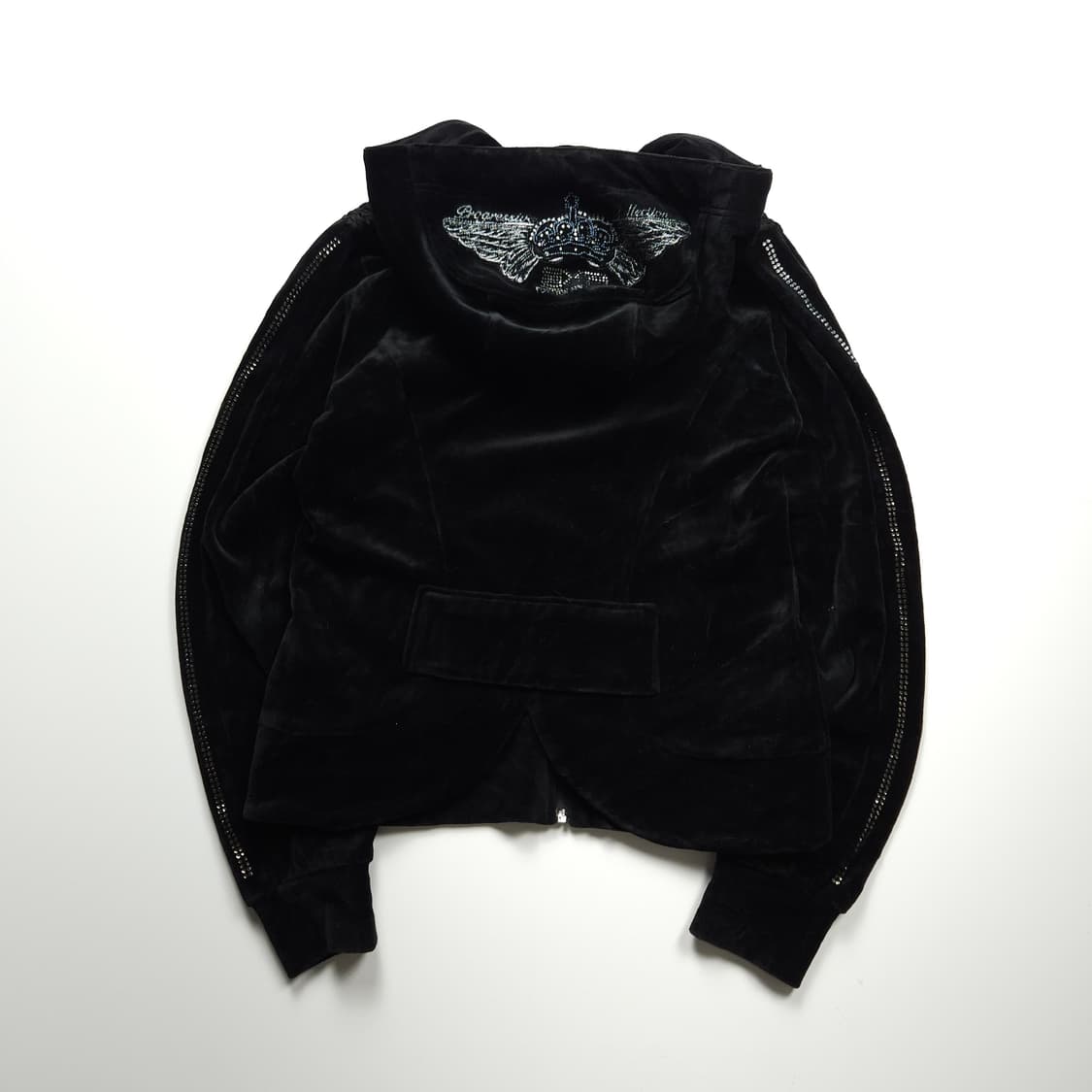 EXR Y2K 디테일 벨벳 크롭 후드 자켓 (90) 상품이미지2