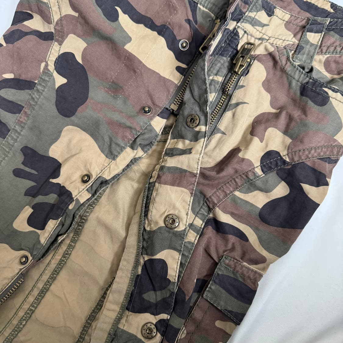 Moussy 락시크 y2k 펑크 갸루 지퍼디테일 트임 카모 맥시 롱스커트 상품이미지5