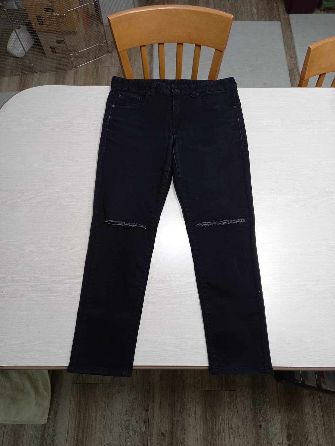 32 PLAC Kurz 스판 슬림일자진 블랙 찢청 32-258 상품이미지1