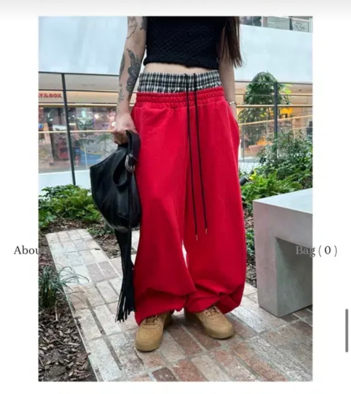 더미스테리어스호텔 체크 레이어드 스웻팬츠 상품이미지1