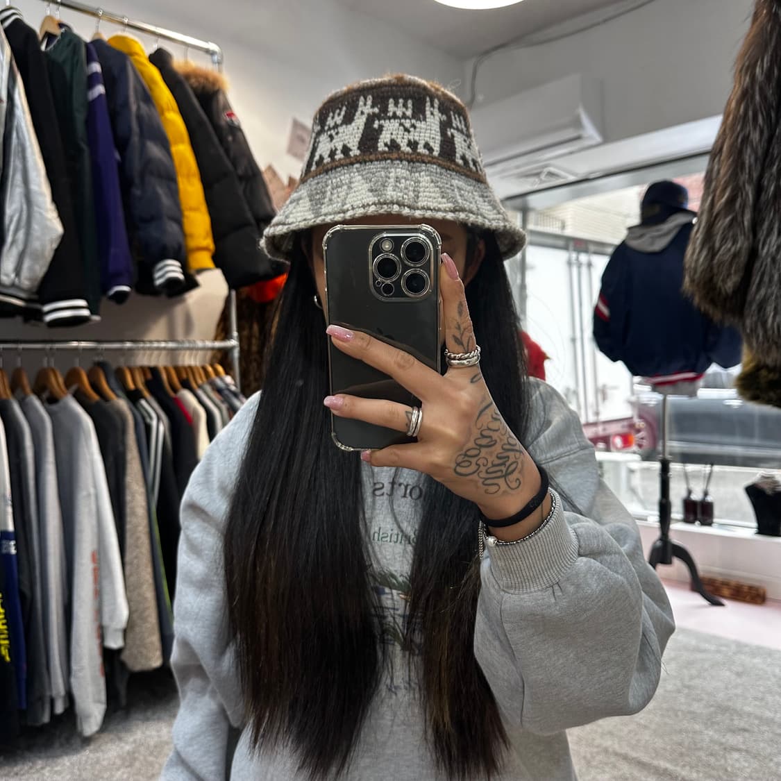 빈티지 에스닉 핸드메이드 노르딕 버킷햇F 상품이미지1