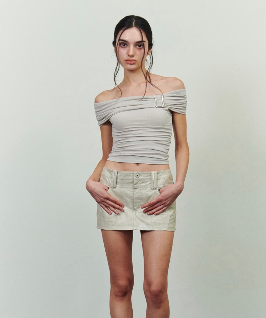 페인오어플레져 CIELO 미니스커트 베이지(올데프 애니착용) 상품이미지4