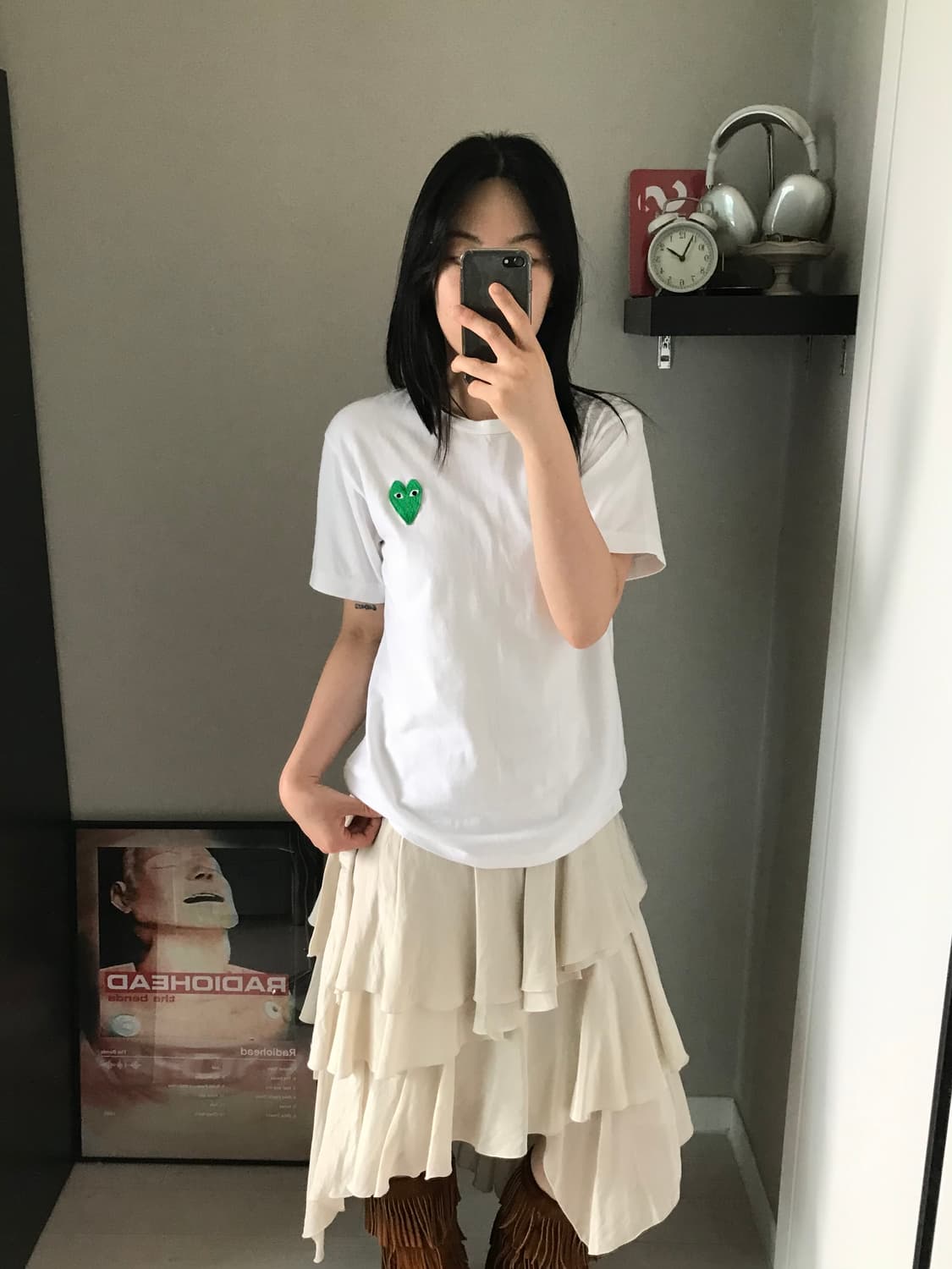 꼼데가르송 그린 와펜 화이트 반팔티 상품이미지1