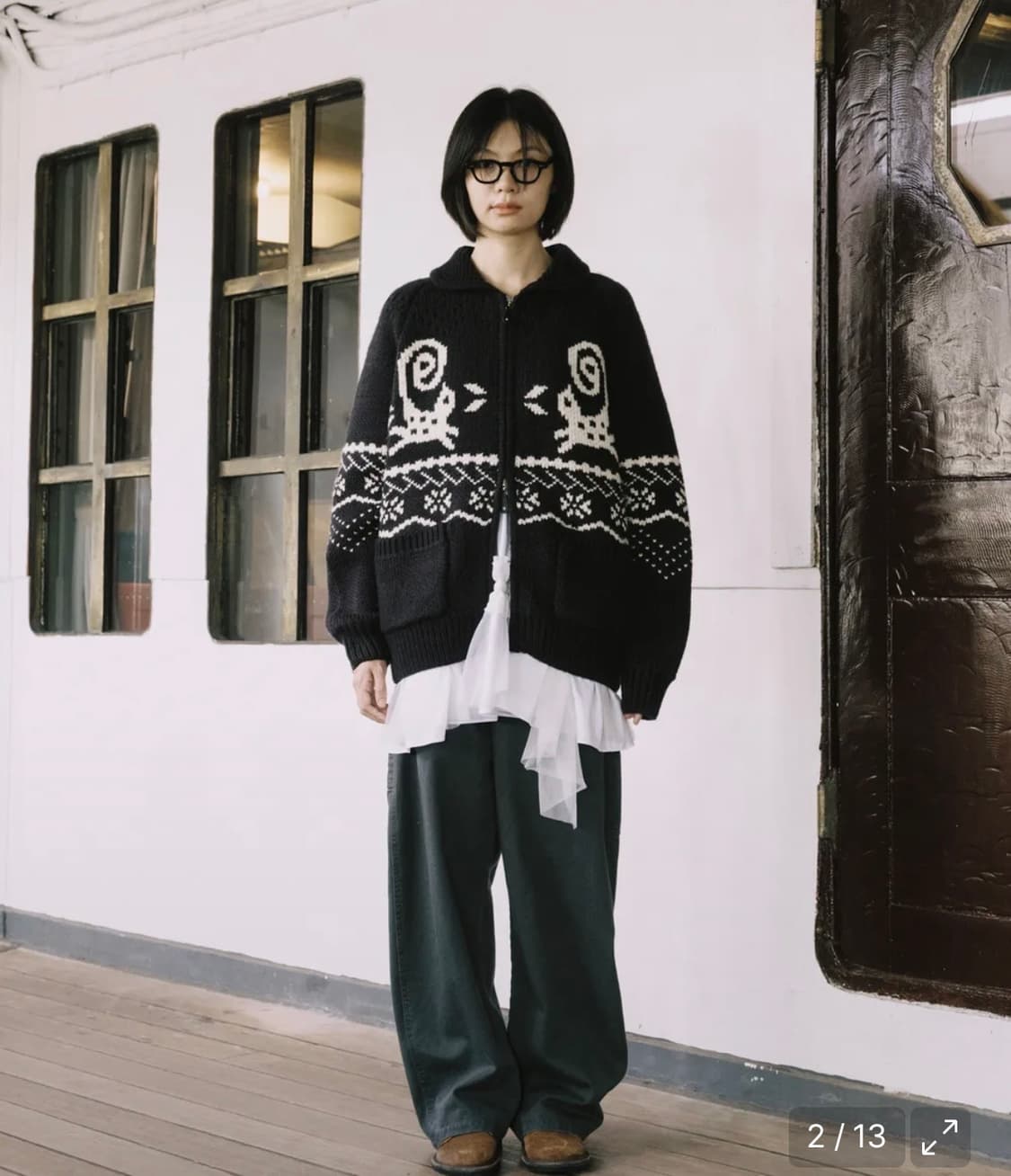 오헤시오 캣 그래픽 코위찬 집업 네이비 상품이미지2