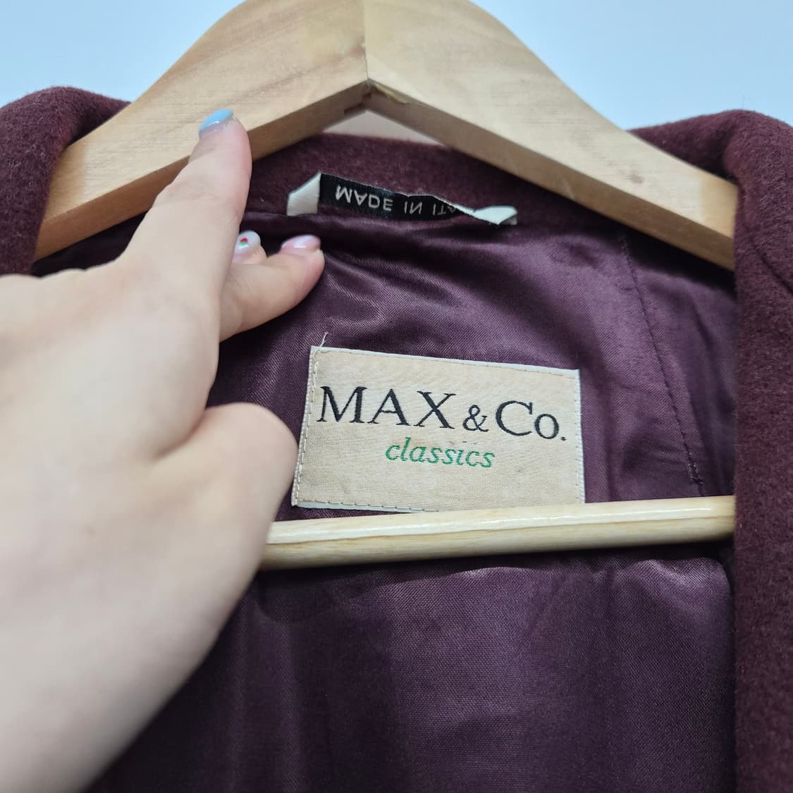 막스엔코 버건디 울 코트 여성 S 상품이미지3