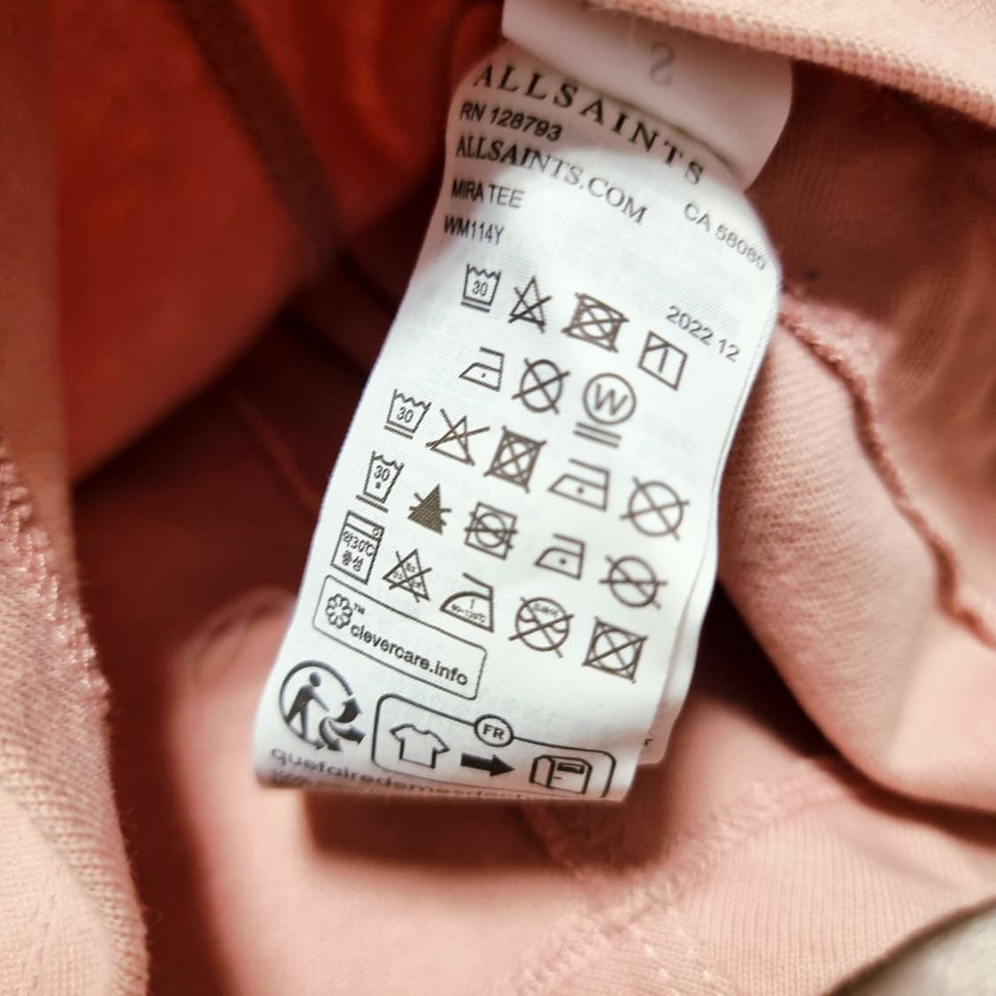 올세인츠 크롭 셔링 가오리핏 코튼 티 (55-66/표기S) 상태완벽 상품이미지5