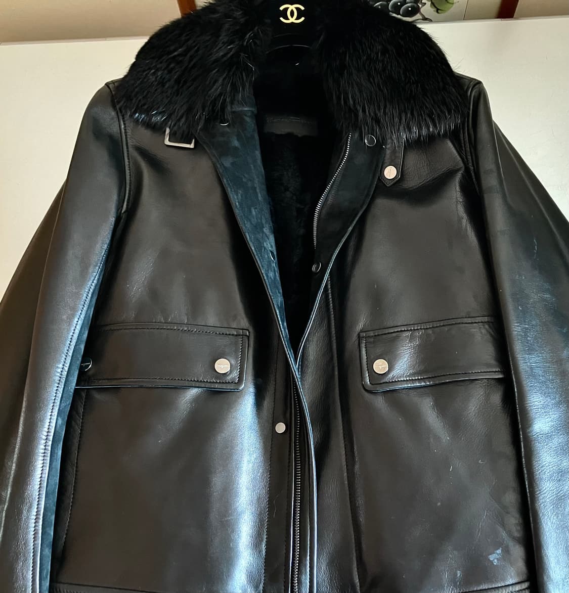 페라가모 비버 퍼 가죽자켓 상품이미지4