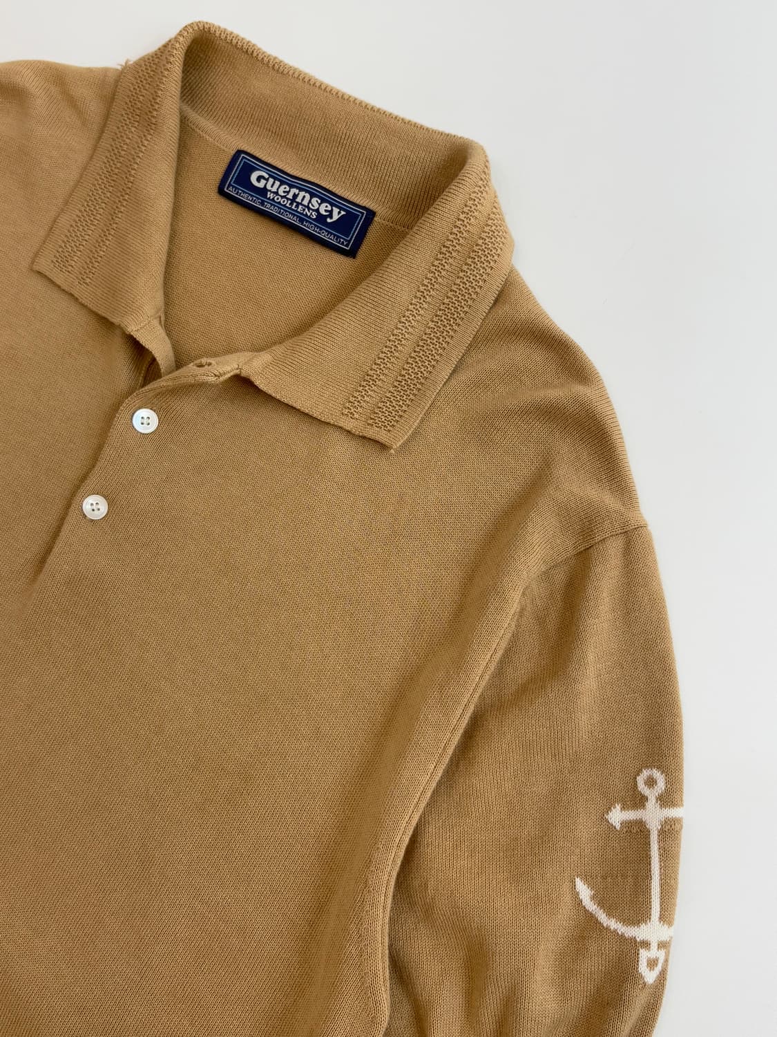 Guernsey Woollens 건지 울른스 코튼 베이지컬러 반팔 카라니 상품이미지1