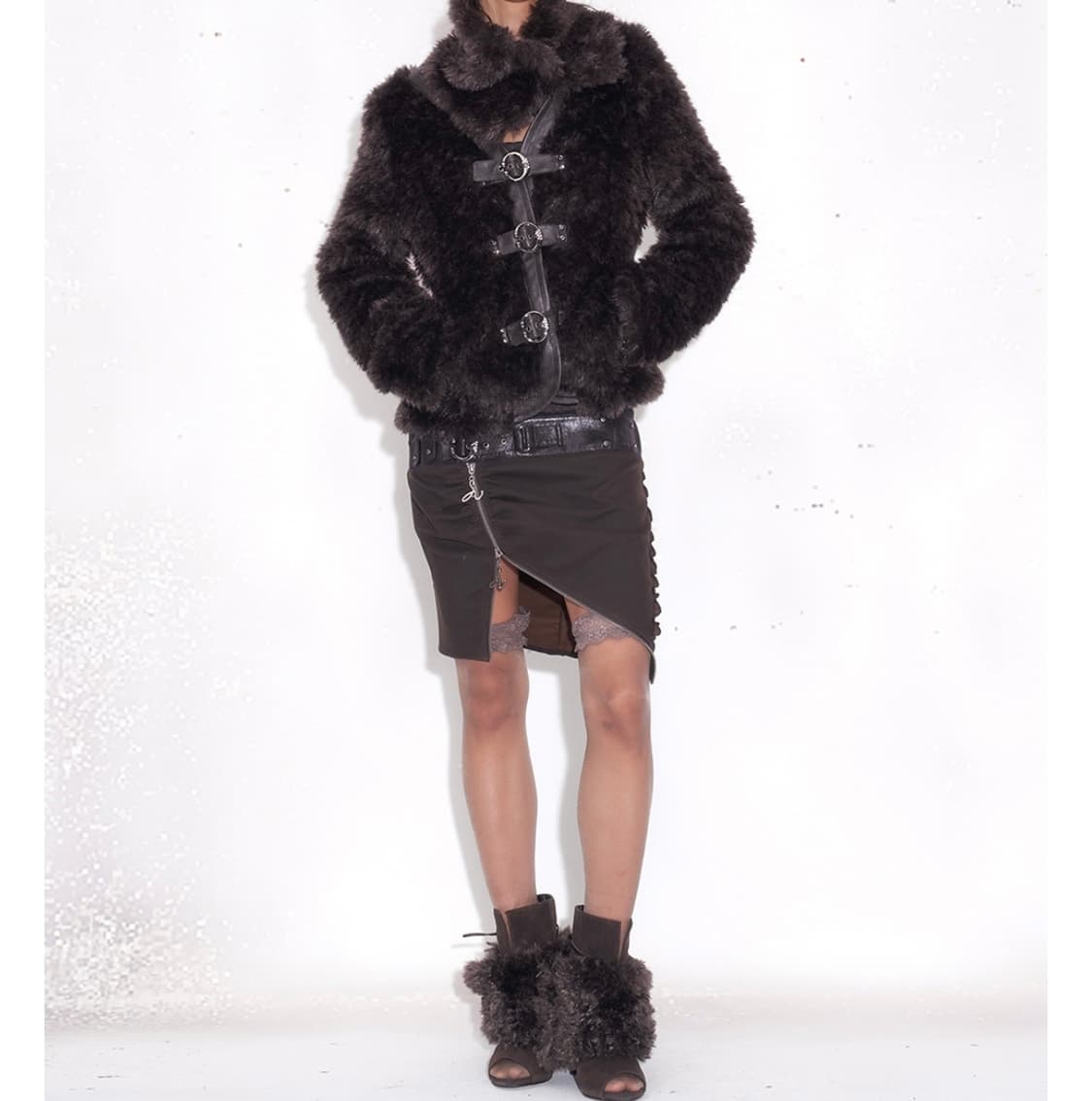 open aesthetic two way faux fur jacket 상품이미지5