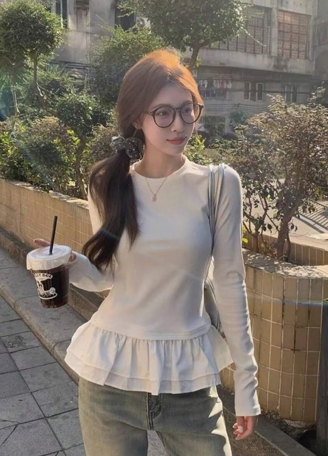 쉬인 레이어드용 프릴 긴팔티 상품이미지2