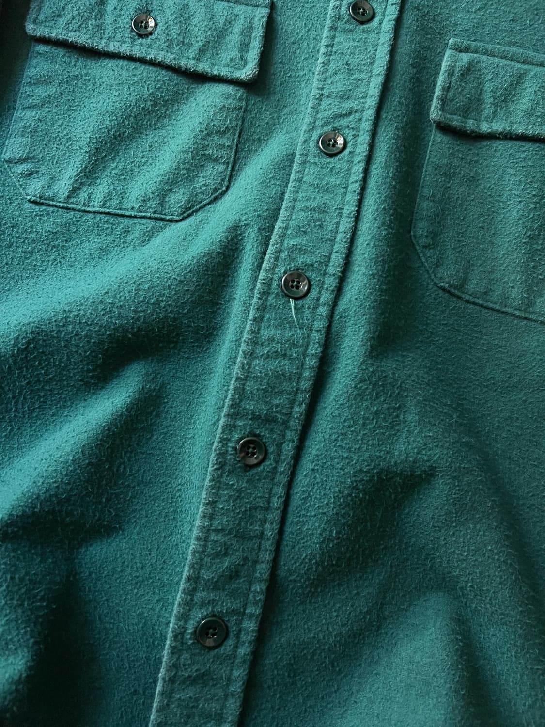 [L]90's 엘엘빈 Made in USA 빈티지 그린 샤모아 셔츠 상품이미지4