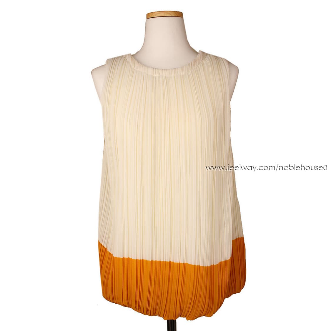 소니아리켈 아이보리&머스터드 민소매 주름 블라우스 36 상품이미지1