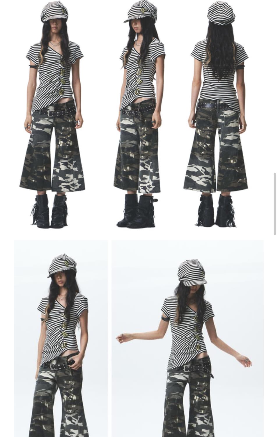 NONAME SPACE Striped embroidered 티셔츠 상품이미지3